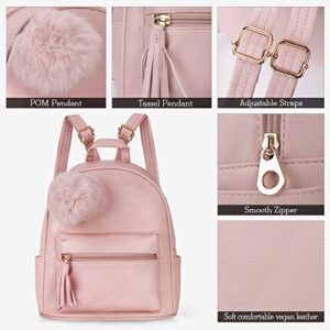 Fashion Mini Women Girls Backpack Purse Cute Small Leather Teens Bags Daypack with Tassel Pom