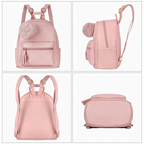 Fashion Mini Women Girls Backpack Purse Cute Small Leather Teens Bags Daypack with Tassel Pom