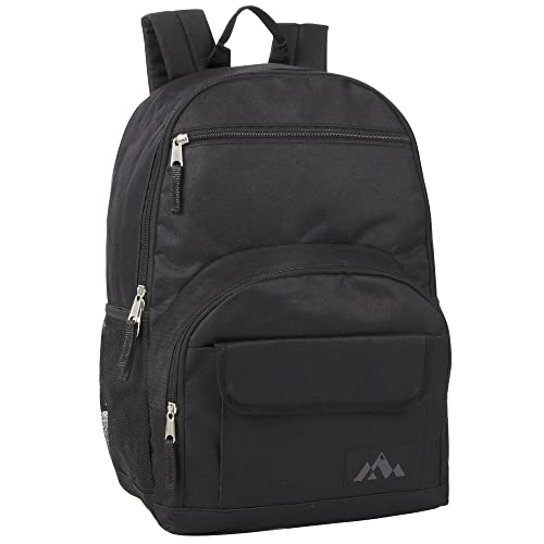 Multi Pocket School Backpacks for Boys, Colorful School and Travel Backpacks with Padded Straps, Side Pockets (Black)