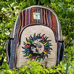 Fwosi Hemp Backpack - Cute Backpack For Women & Men, Handmade School Backpack Shoulder Bag - Durable Lightweight Travel Bag, Bookbags