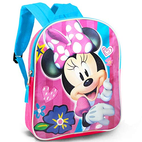 Disney Minnie Mouse Backpack for Kids Adults - Large 16" Minnie Mouse School Bag with Minnie Mouse Stickers (Minnie Mouse School Supplies Bundle)