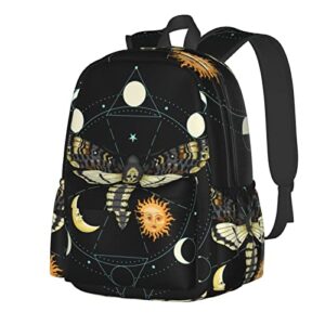 besbapes death head hawk moth moon and sun lightweight casual laptop backpack for men and women school bookbag for college one size