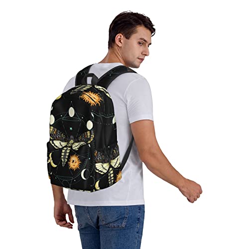 Besbapes Death Head Hawk Moth Moon And Sun Lightweight Casual Laptop Backpack For Men and Women School Bookbag for College One Size