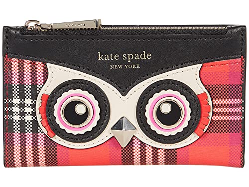 Kate Spade New York Blinx Owl Plaid Small Slim Bifold Pink Multi One Size