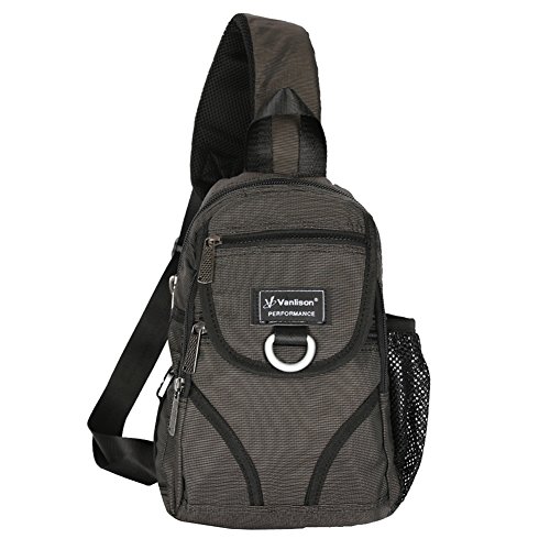 Vanlison Crossbody Sling Bag Backpack Chest Shoulder Bag Unisex Black Fits iPad