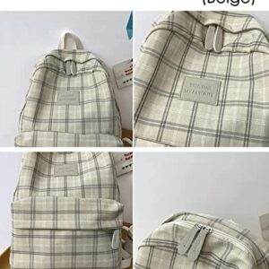 Light Academia Aesthetic Backpack Plaid Preppy Backpack Back to School Backpack Supplies(Sage Green)