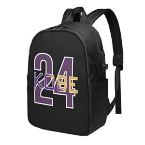 mamba 24 ko-be basketball men’s woman backpack laptop backpack usb charging port black one size