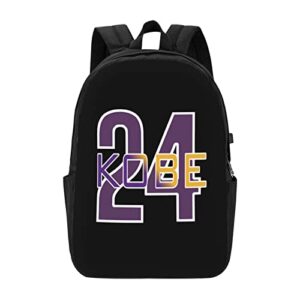 Mamba 24 Ko-Be Basketball Men'S Woman Backpack Laptop Backpack Usb Charging Port Black One Size