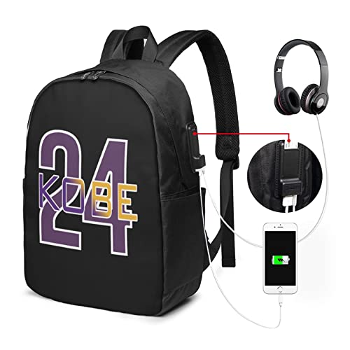 Mamba 24 Ko-Be Basketball Men'S Woman Backpack Laptop Backpack Usb Charging Port Black One Size