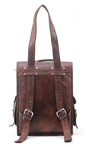 Handmade World Brown Vintage Leather Backpack Laptop Messenger Bag Rucksack Sling for Men Women (11" x 15")