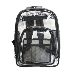 clear backpack, ecbgztk clear backpack heavy duty durable transparent waterproof backpack, pvc clear school bag for students, school, workplace, travel (black)