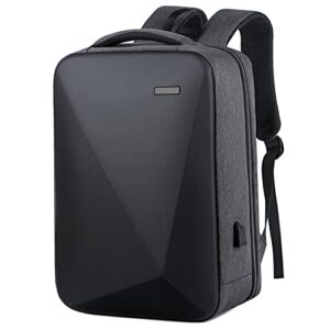 johnmojie 17″ gaming laptop backpack hard shell slim student backpack with built-in usb charging port, external password lock (dark grey)