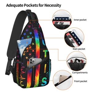 Autism Pattern Sling Backpack Travel Hiking Daypack Autism Awareness Crossbody Shoulder Bag For Women Men Teens