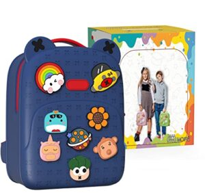 3d diy logo children’s toddler backpack school bag waterproof lightweight shoulder travel bag for kids (large, blue)