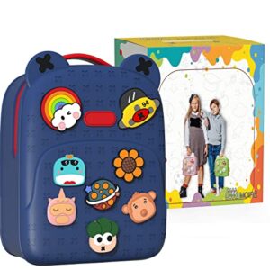 3D DIY Logo Children's toddler Backpack School Bag Waterproof Lightweight Shoulder Travel Bag for kids (Large, Blue)