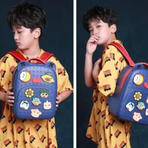 3D DIY Logo Children's toddler Backpack School Bag Waterproof Lightweight Shoulder Travel Bag for kids (Large, Blue)
