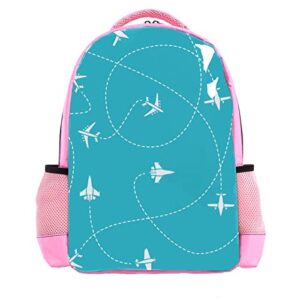 bookbags travel bag for girls casual backpack daypack, cartoon airplane route
