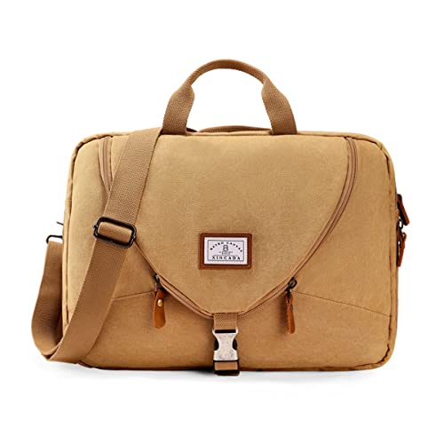 XINCADA Canvas Messenger Bag Crossbody Shoulder Bags Convertible Travel Business Backpack Multi-Functional Laptop Briefcase Backpack Crossbody Handbag 3-IN-1 (Khaki)