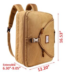 XINCADA Canvas Messenger Bag Crossbody Shoulder Bags Convertible Travel Business Backpack Multi-Functional Laptop Briefcase Backpack Crossbody Handbag 3-IN-1 (Khaki)