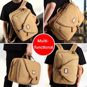 XINCADA Canvas Messenger Bag Crossbody Shoulder Bags Convertible Travel Business Backpack Multi-Functional Laptop Briefcase Backpack Crossbody Handbag 3-IN-1 (Khaki)