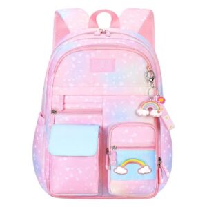 mylshbest rainbow backpack for girls, large capacity student laptop backpacks bookbag casual travel princess daypack