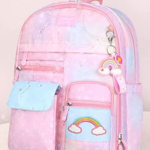 Mylshbest Rainbow Backpack for Girls, Large Capacity Student Laptop Backpacks BookBag Casual Travel Princess Daypack