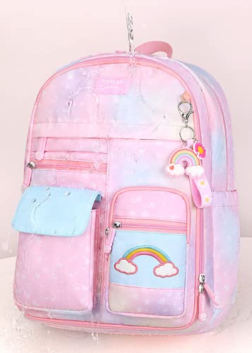 Mylshbest Rainbow Backpack for Girls, Large Capacity Student Laptop Backpacks BookBag Casual Travel Princess Daypack