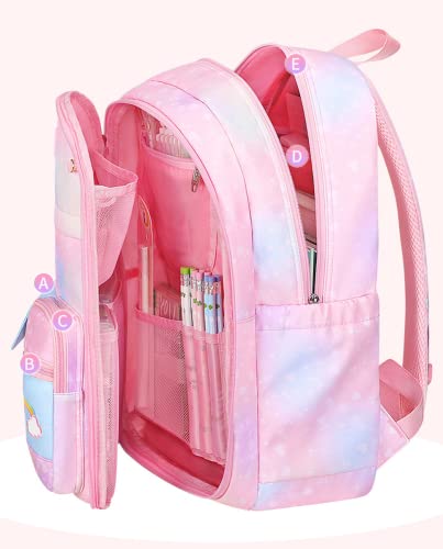 Mylshbest Rainbow Backpack for Girls, Large Capacity Student Laptop Backpacks BookBag Casual Travel Princess Daypack