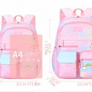 Mylshbest Rainbow Backpack for Girls, Large Capacity Student Laptop Backpacks BookBag Casual Travel Princess Daypack