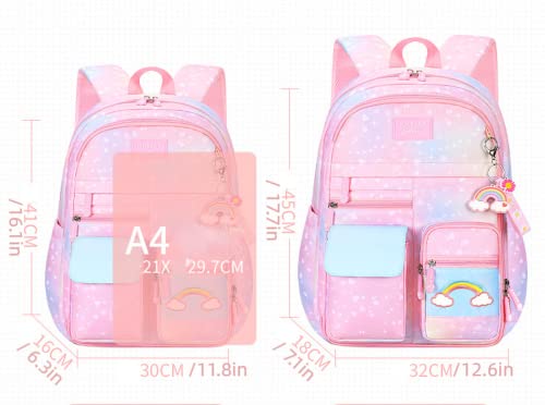 Mylshbest Rainbow Backpack for Girls, Large Capacity Student Laptop Backpacks BookBag Casual Travel Princess Daypack