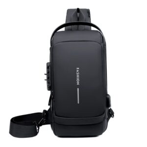lelebear usb charging sport sling anti-theft shoulder bag, sport crossbody bags chest daypack for men (black)