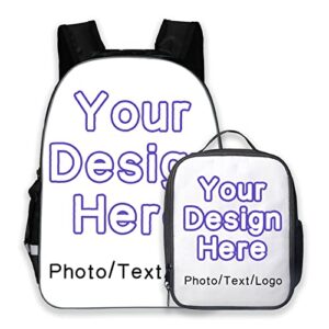 fedalust custom backpack, personalized photo bookbag school backpack lunch box, customize travel backpacks back to school accessories
