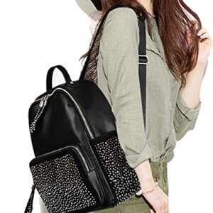 Zzfab Rhinestone Backpack Faux Leather Pewter