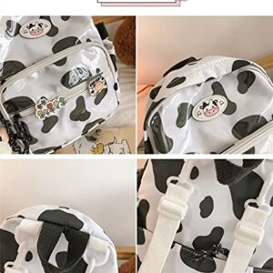 PEXIZUAN Kawaii backpack cow backpack with cute pendants cute small backpack shopping travel small backpack(Cows)