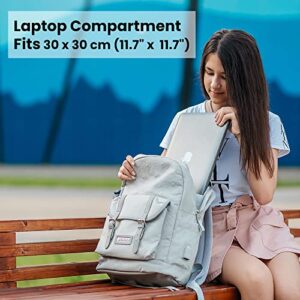 Nordace Comino Classic College School Backpack for Men & Women with USB Charging Port, Water Resistant - 15.6 Inch Laptop Backpack for Everyday, Travel College, Work, School (Gray)