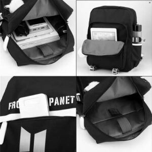 Korean Laptop Backpacks Daypack Black Casual Bags Outdoor Hiking Travel Bag for Women…
