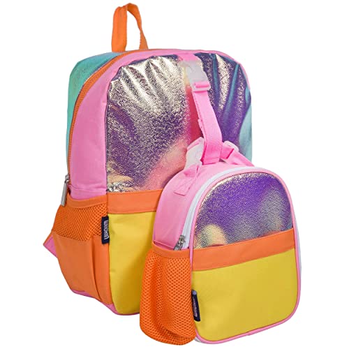 Wildkin Pack-it-All Kids Backpack Bundle with Clip-in Lunch Box (Orange Shimmer)