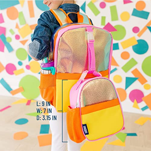 Wildkin Pack-it-All Kids Backpack Bundle with Clip-in Lunch Box (Orange Shimmer)