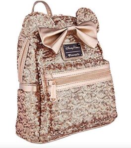disney loungefly rose gold sequin backpack