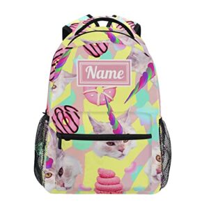 mchiver cute unicorn cat candy personalized laptop backpack custom school bookbags for boy girl lightweight travel backpack with adjustable buckle