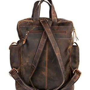 Ruzioon Vintage Buffalo Leather Backpack Multi Pockets Travel Bag for Men/Women