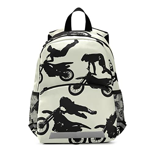 Glaphy Motocross Motorcycle Kids Backpack Toddler Backpacks for Daycare School, Girls Boys Preschool Bookbags Kindergarten School Backpack