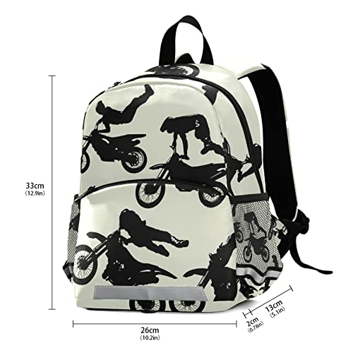 Glaphy Motocross Motorcycle Kids Backpack Toddler Backpacks for Daycare School, Girls Boys Preschool Bookbags Kindergarten School Backpack