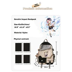 GBin Genshin Impact 17"Backpack Venti Printed Bookbag 17"Large Capacity Laptop Back Pack