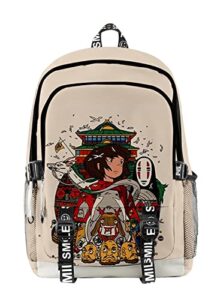 handafa unisex anime multipurpose bag no face man print backpack casual daypack(apricot)