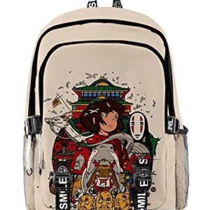 HANDAFA Unisex Anime Multipurpose Bag No Face Man Print Backpack Casual Daypack(Apricot)