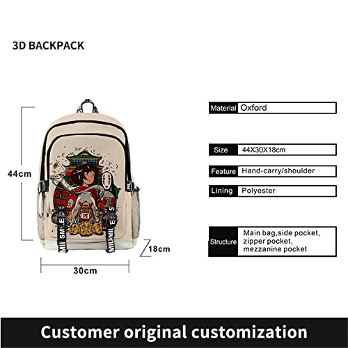 HANDAFA Unisex Anime Multipurpose Bag No Face Man Print Backpack Casual Daypack(Apricot)