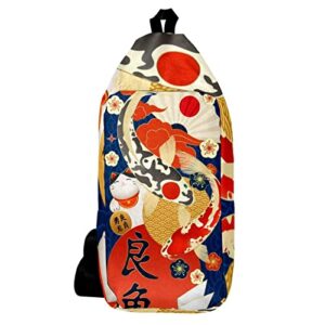 sling bags men shoulder backpack small cross body chest sling backpack japanese colorful carps lucky cat
