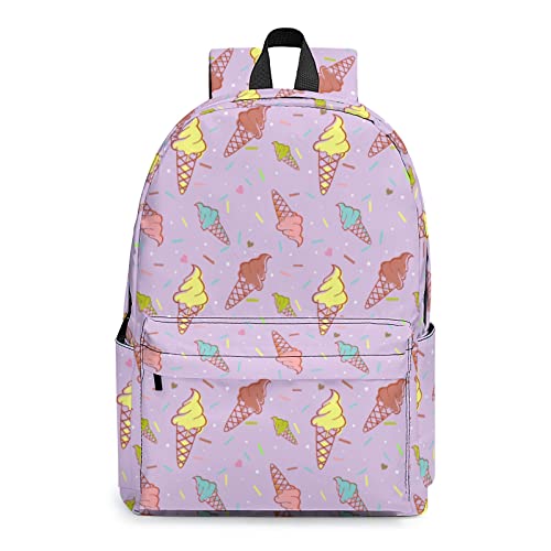 Ice Cream Fashion Backpack Casual 17 Inch Bookbag,Cute Lightweight Daypack Laptop Backpack for Teen/Boys/Girls