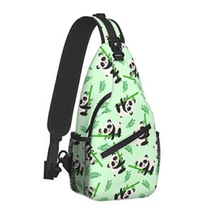 cartoon panda unisex chest bags crossbody sling backpack travel hiking daypack crossbody shoulder bag for women men